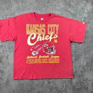 Starter Kansas City Chiefs Shirt 4 Time Super Bowl Champions Mens XL Red SS